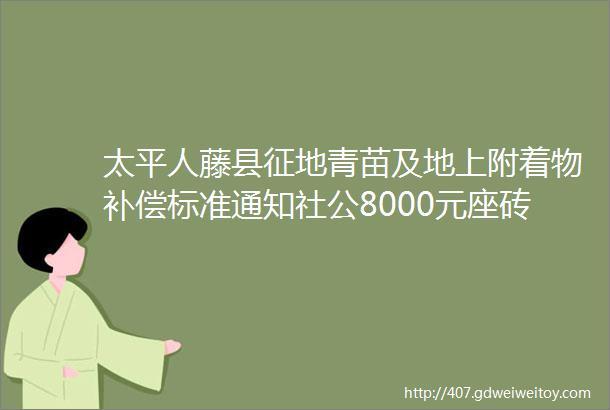 太平人藤县征地青苗及地上附着物补偿标准通知社公8000元座砖坟7000元座